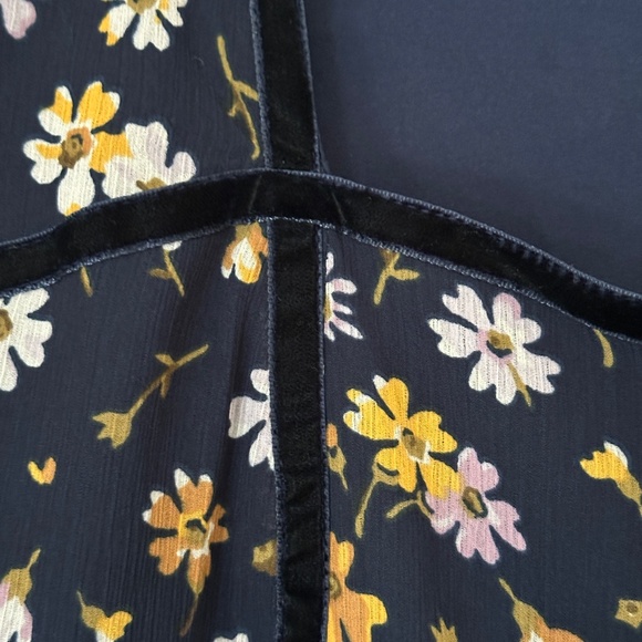 Women's Madewell Velvet-Trimmed Square-Neck Top Petal Party Blue Dark Size XXL - Picture 4 of 10